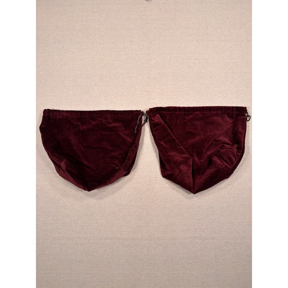 Set of 2 Burgundy Velvet Drawstring Dust Bags Storage Pouches Wine Red Velvet